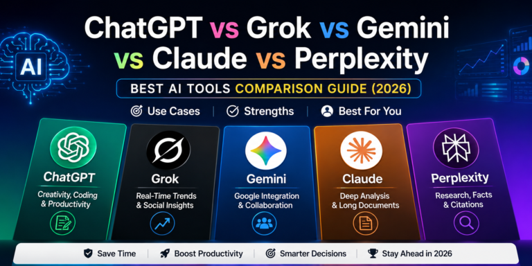 Best AI Tools for Productivity & Marketing: ChatGPT vs Gemini vs Claude vs Grok (2026)